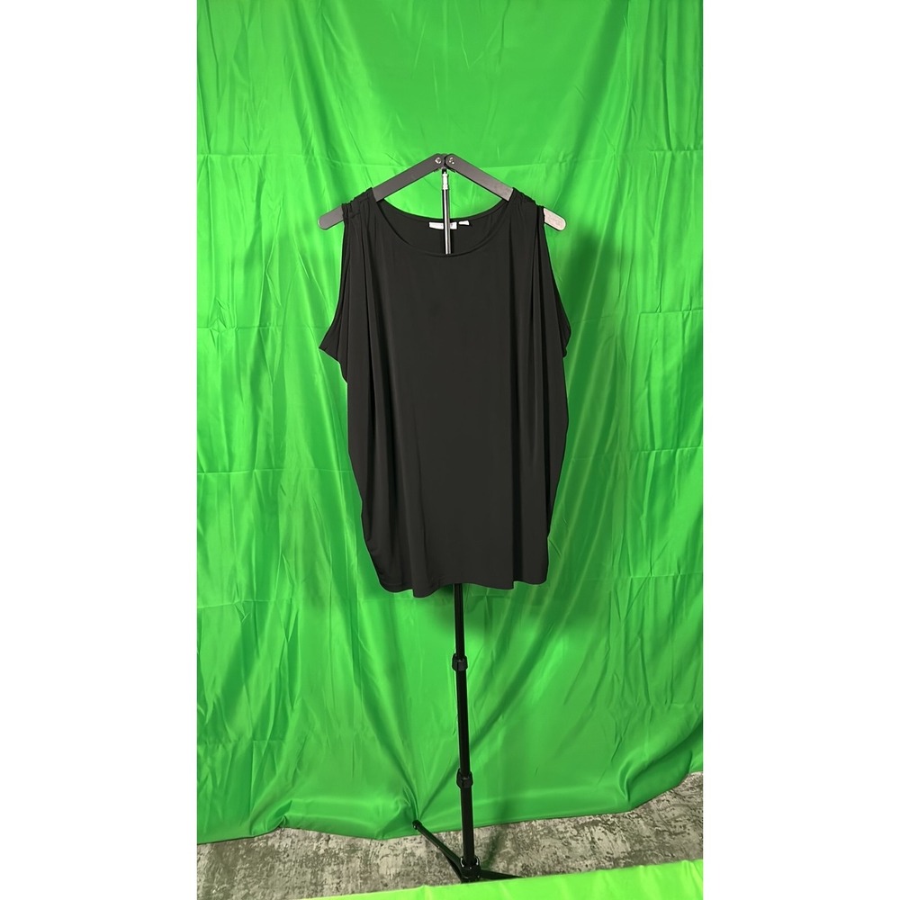 Susan Graver Black Liquid Knit Cold Shoulder Dolman Top XL